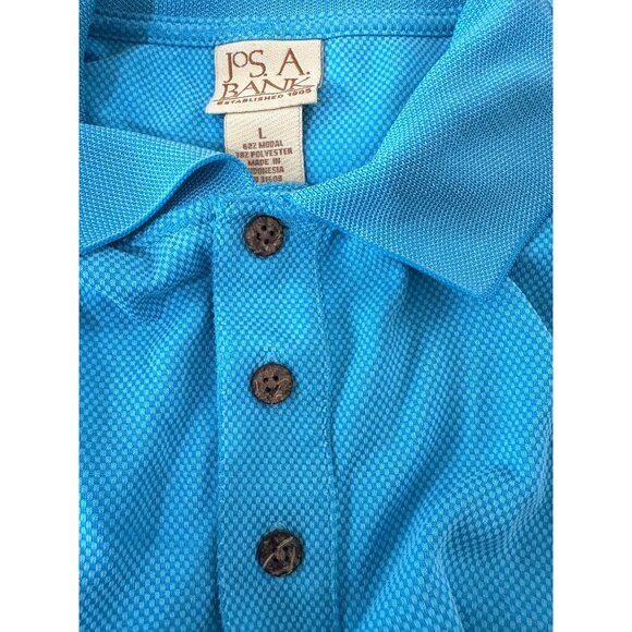 Jos. A Bank Size Large Blue Collared Short Sleeve Polo Shirt 3 Buttons - Picture 4 of 5